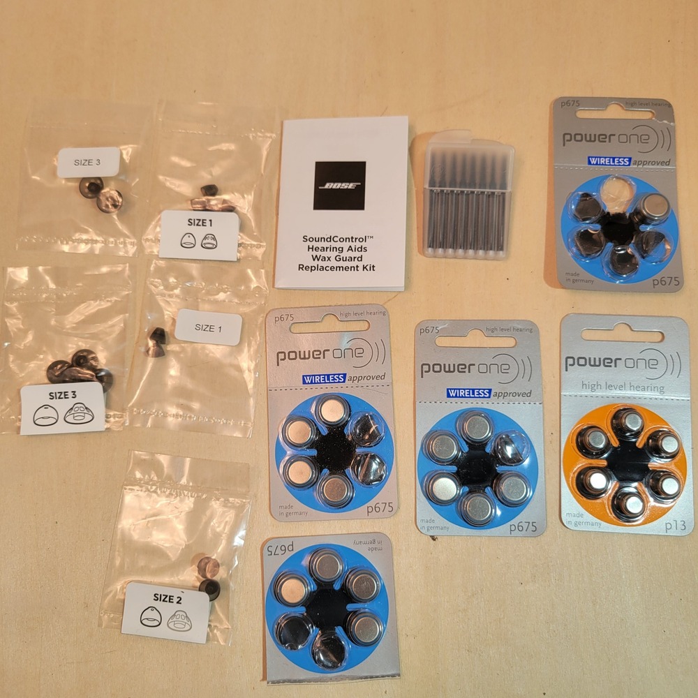 Power One Hearing Aid Batteries P675 Wireless & Bose Wax Guards Replacement Kit - Picture 1 of 12